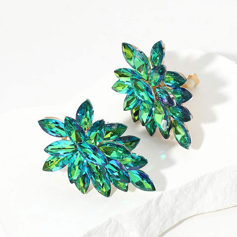 Marquise Crystal Cluster Clip on Evening Earrings - Madeline Love - Flyclothing LLC