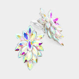 Marquise Crystal Cluster Clip on Evening Earrings - Madeline Love - Flyclothing LLC