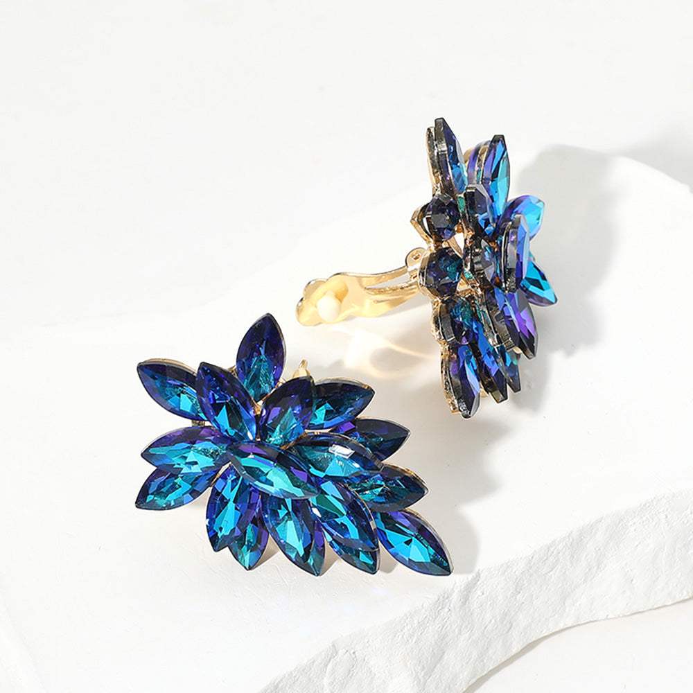 Marquise Crystal Cluster Clip on Evening Earrings - Madeline Love - Flyclothing LLC