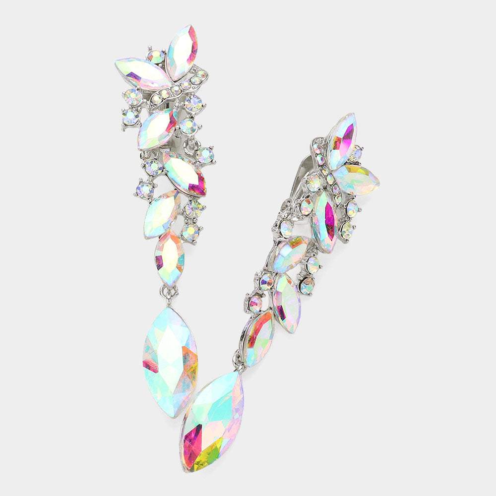 Marquise Crystal Drop Clip On Earrings - Madeline Love - Flyclothing LLC