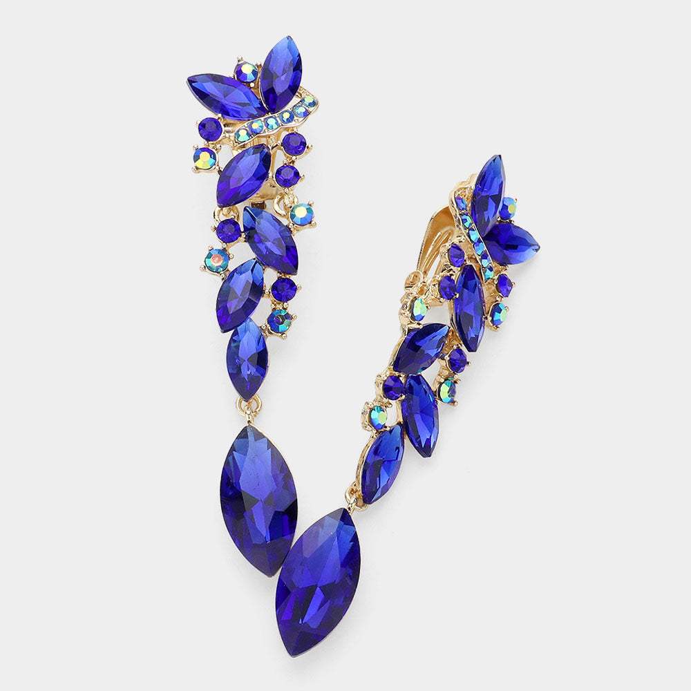 Marquise Crystal Drop Clip On Earrings - Madeline Love - Flyclothing LLC