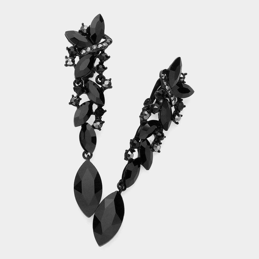 Marquise Crystal Drop Clip On Earrings - Madeline Love - Flyclothing LLC