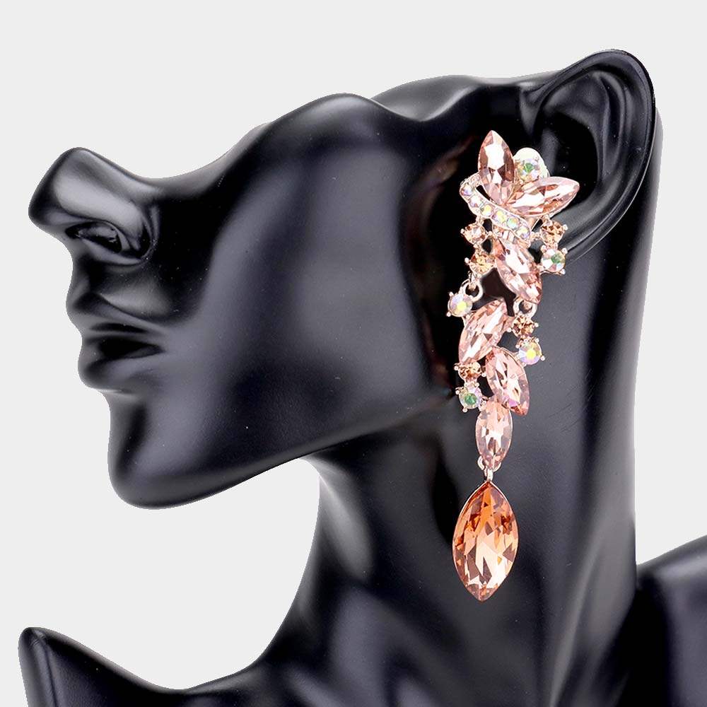 Marquise Crystal Drop Clip On Earrings - Madeline Love - Flyclothing LLC
