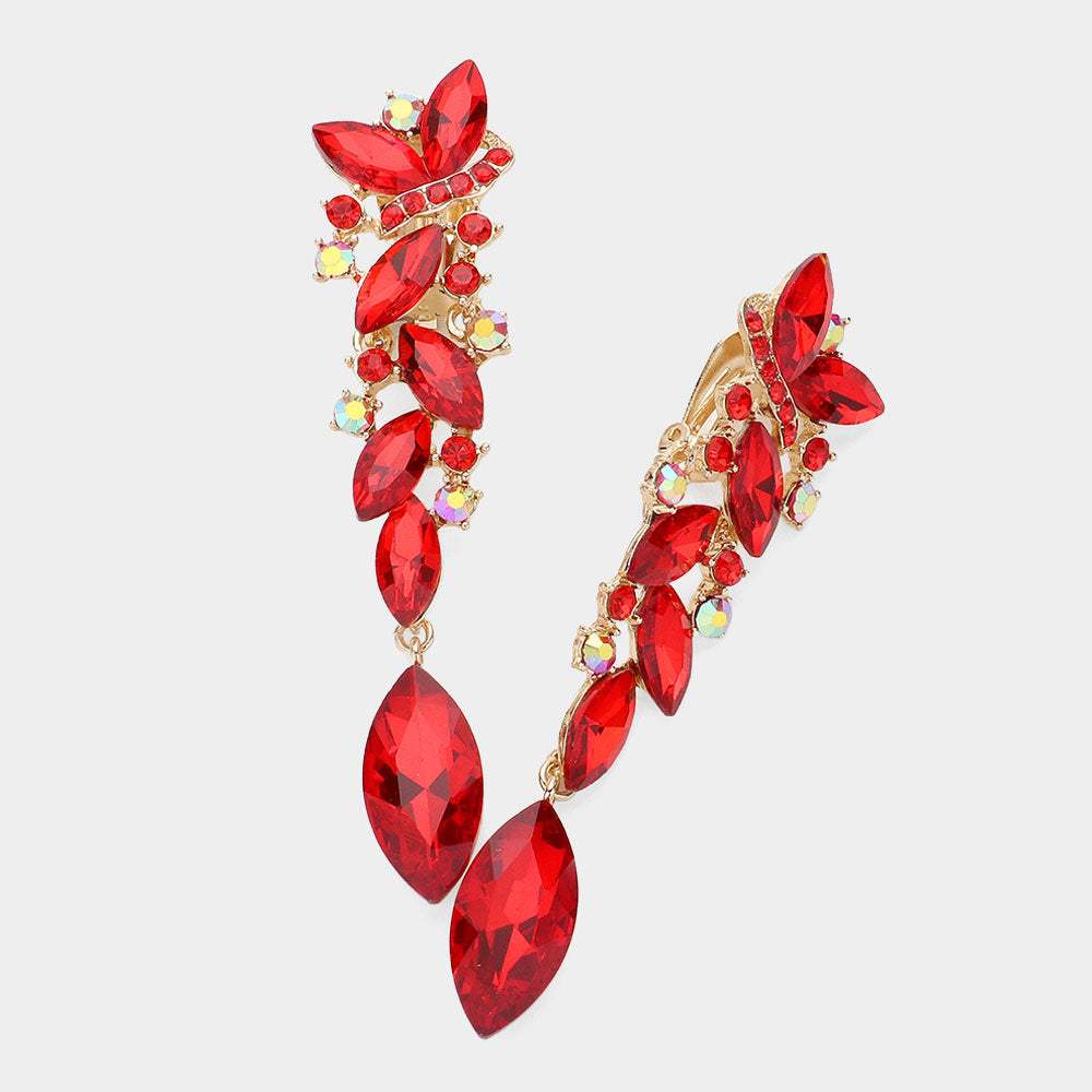 Marquise Crystal Drop Clip On Earrings - Madeline Love - Flyclothing LLC