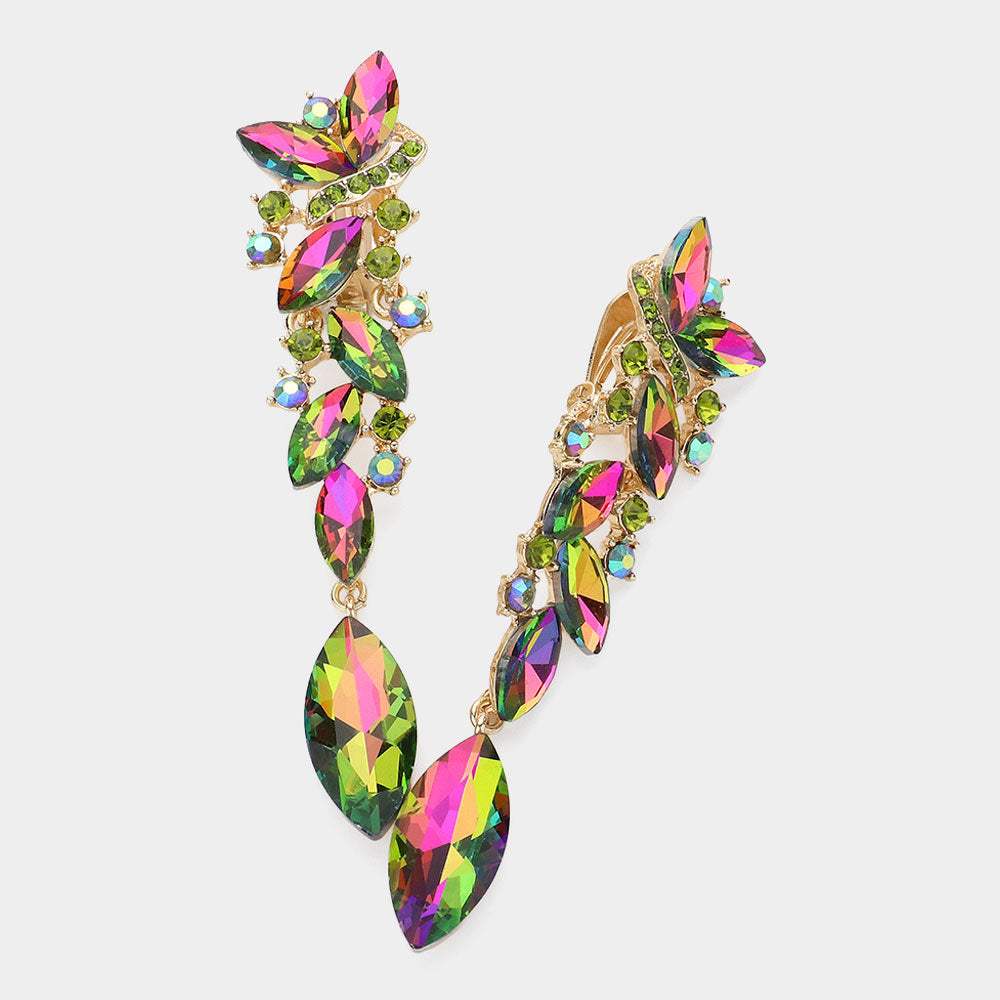 Marquise Crystal Drop Clip On Earrings - Madeline Love - Flyclothing LLC