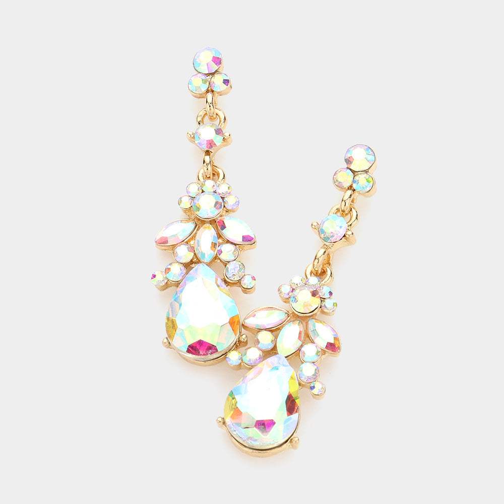 Marquise Crystal Teardrop Accented Evening Earrings - Madeline Love - Flyclothing LLC