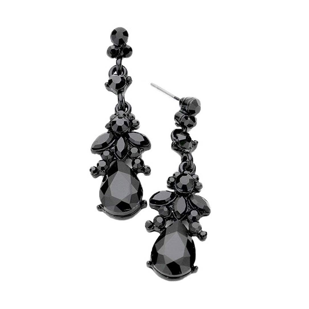 Marquise Crystal Teardrop Accented Evening Earrings - Madeline Love - Flyclothing LLC
