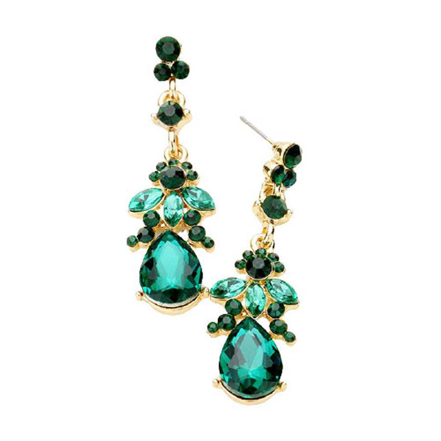Marquise Crystal Teardrop Accented Evening Earrings - Madeline Love - Flyclothing LLC