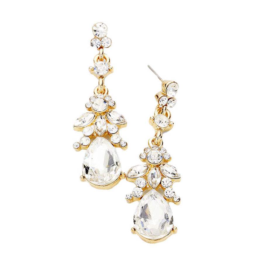 Marquise Crystal Teardrop Accented Evening Earrings - Madeline Love - Flyclothing LLC