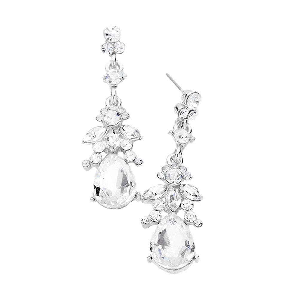 Marquise Crystal Teardrop Accented Evening Earrings - Madeline Love - Flyclothing LLC