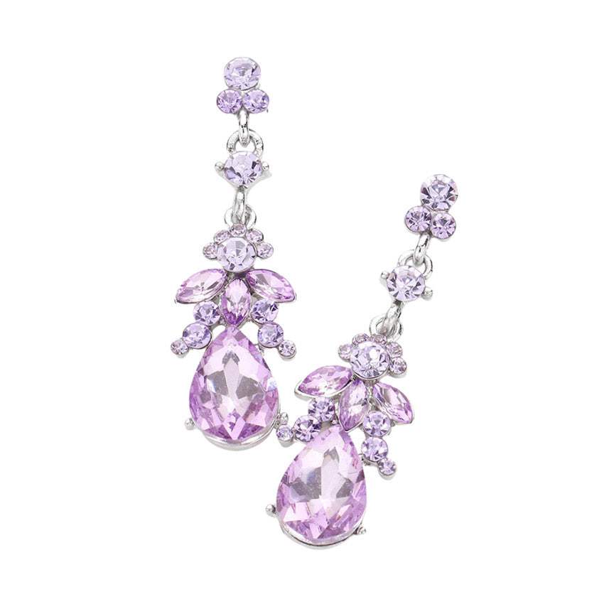 Marquise Crystal Teardrop Accented Evening Earrings - Madeline Love - Flyclothing LLC