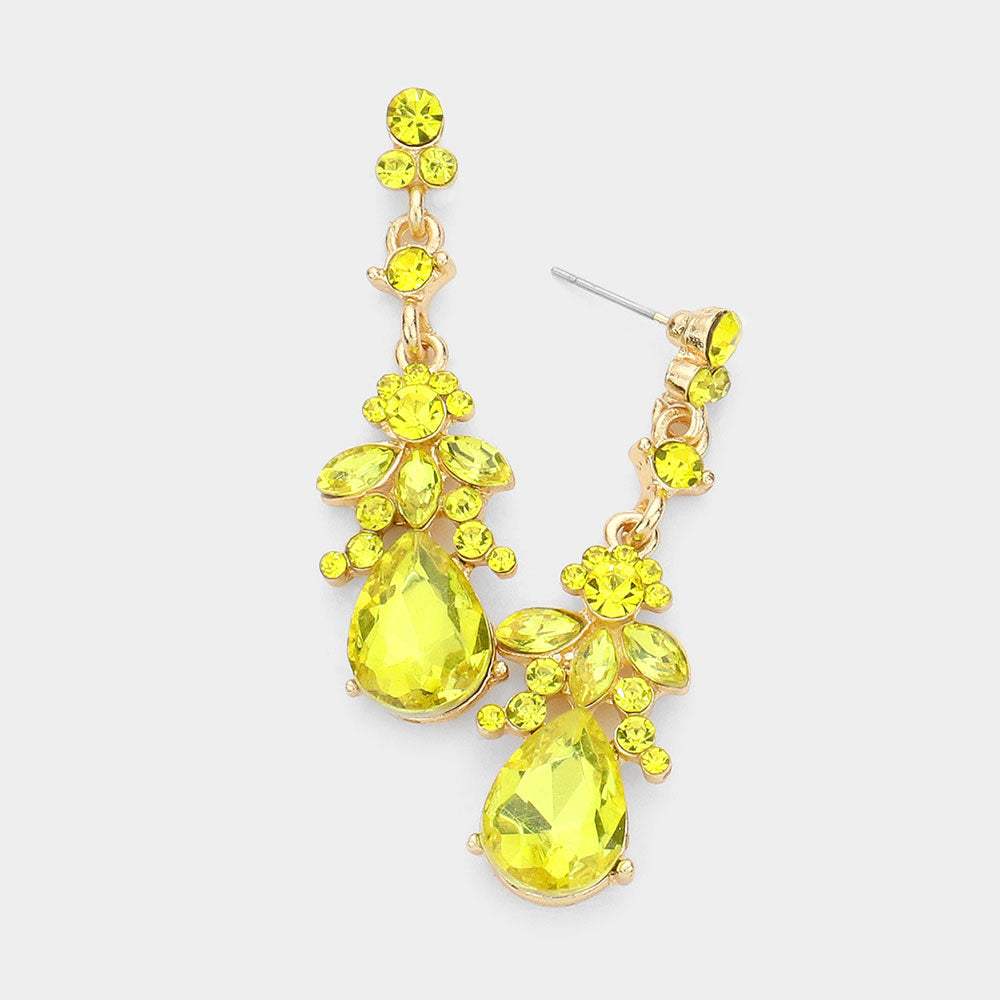 Marquise Crystal Teardrop Accented Evening Earrings - Madeline Love - Flyclothing LLC