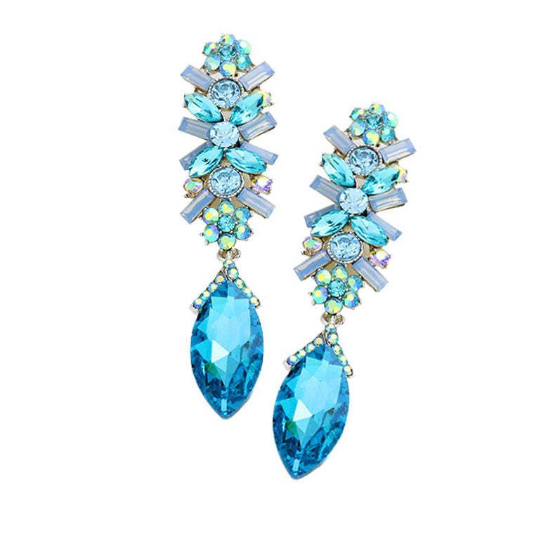 Marquise Glass Crystal Drop Evening Earrings - Madeline Love - Flyclothing LLC