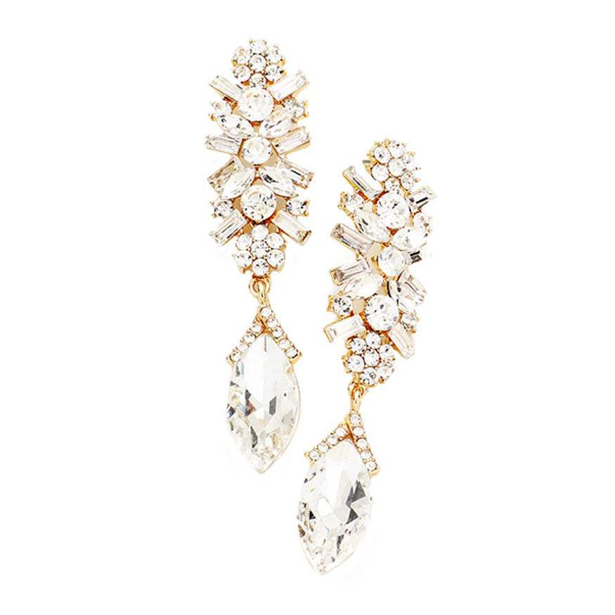 Marquise Glass Crystal Drop Evening Earrings - Madeline Love - Flyclothing LLC