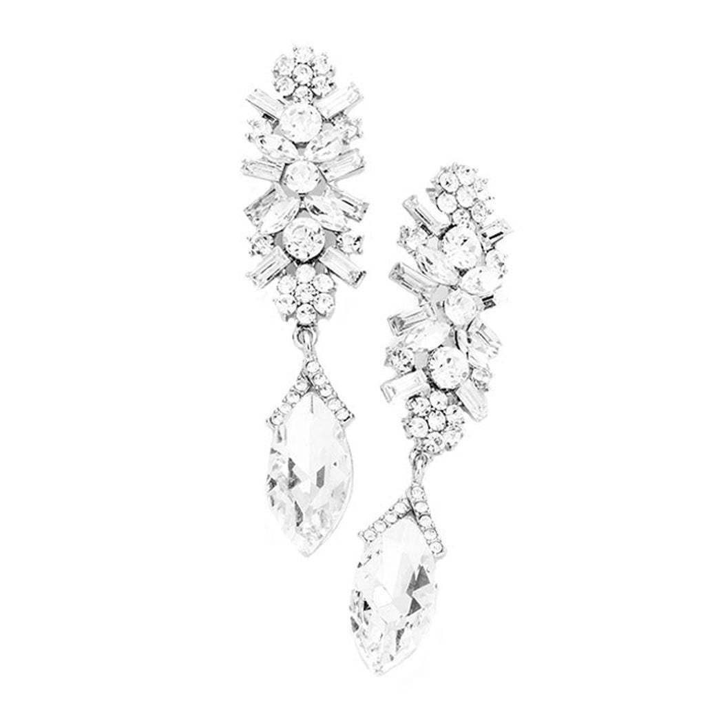 Marquise Glass Crystal Drop Evening Earrings - Madeline Love - Flyclothing LLC
