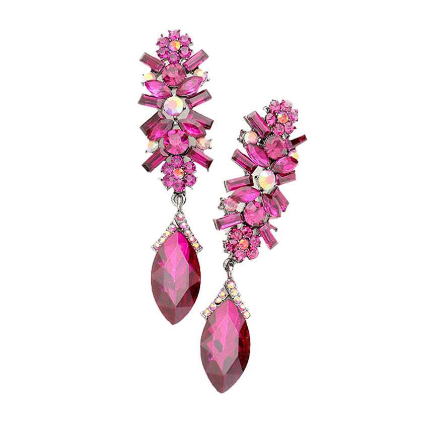 Marquise Glass Crystal Drop Evening Earrings - Madeline Love - Flyclothing LLC