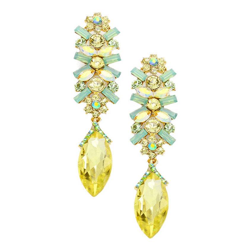 Marquise Glass Crystal Drop Evening Earrings - Madeline Love - Flyclothing LLC