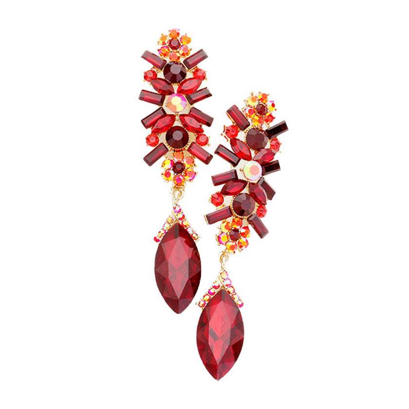 Marquise Glass Crystal Drop Evening Earrings - Madeline Love - Flyclothing LLC