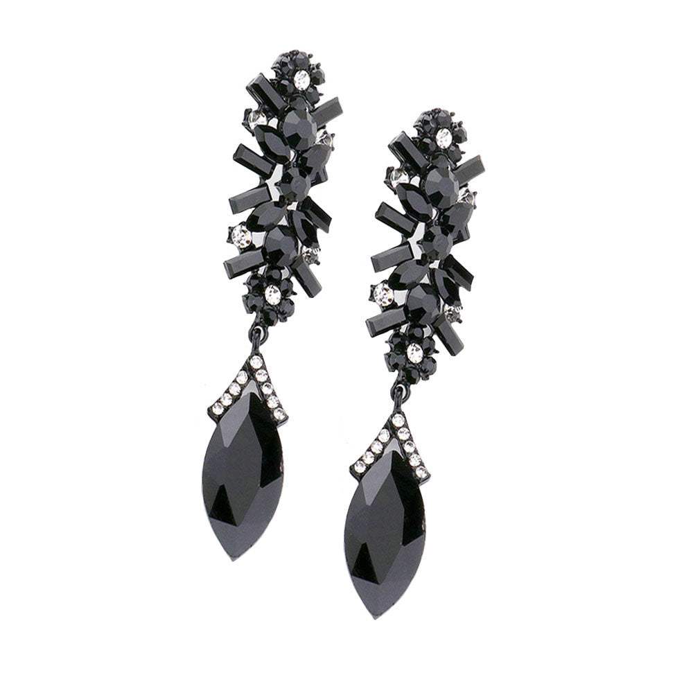 Marquise Glass Crystal Drop Evening Earrings - Madeline Love - Flyclothing LLC