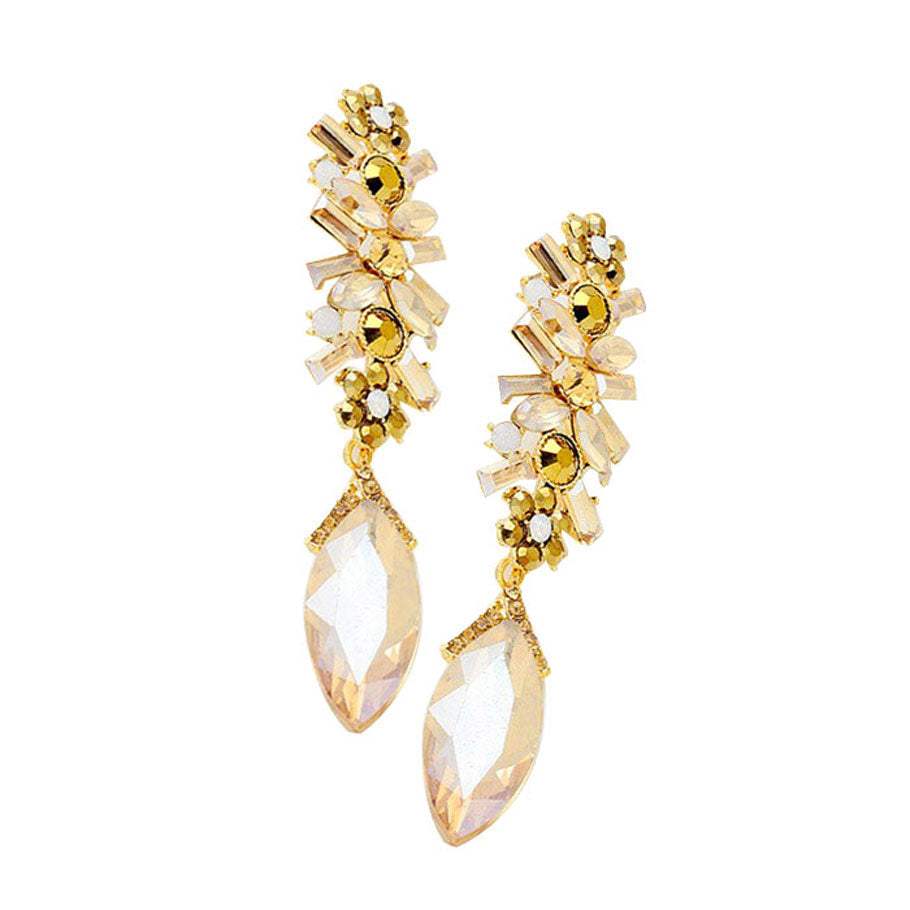 Marquise Glass Crystal Drop Evening Earrings - Madeline Love - Flyclothing LLC