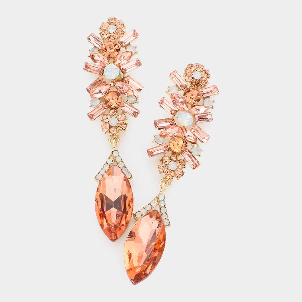 Marquise Glass Crystal Drop Evening Earrings - Madeline Love - Flyclothing LLC