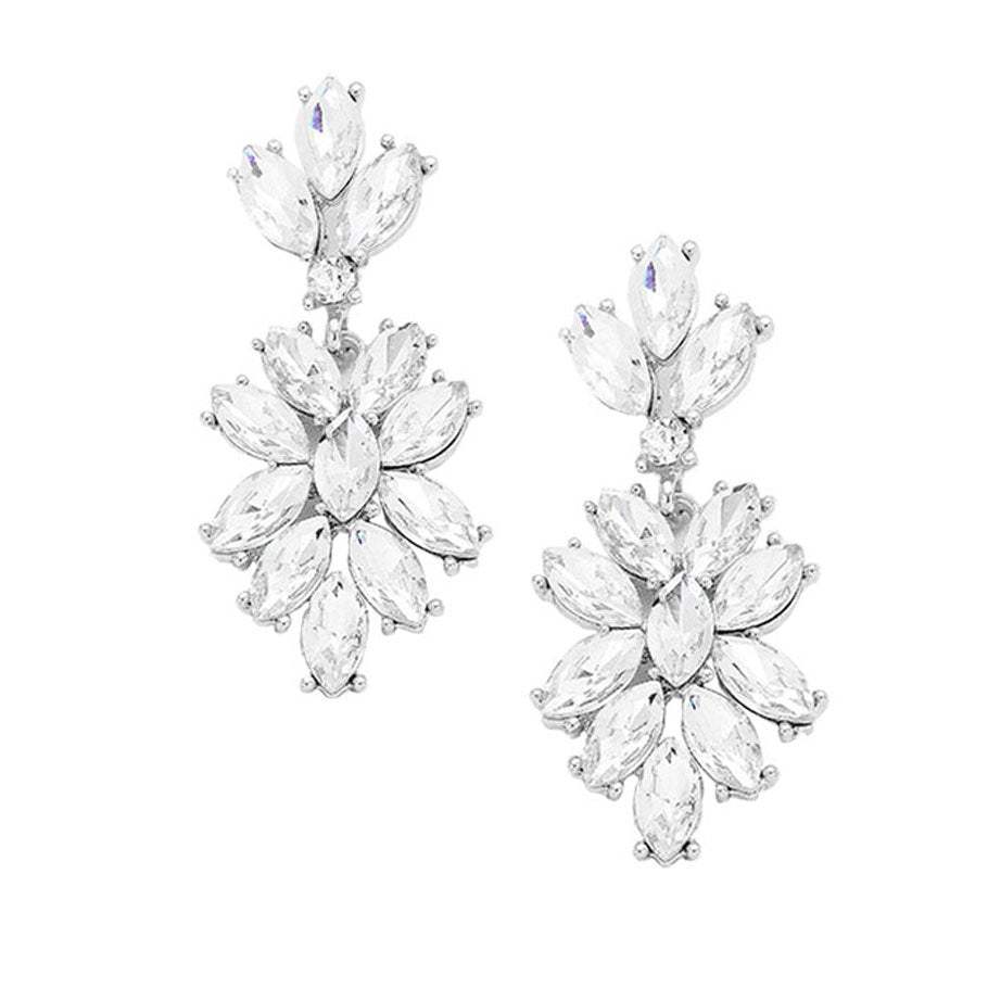 Marquise Glass Crystal Oval Cluster Vine Evening Earrings - Madeline Love - Flyclothing LLC