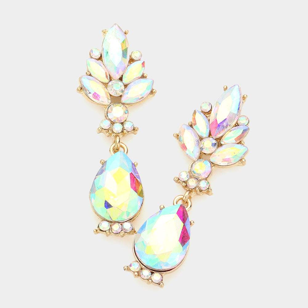 Marquise Glass Crystal Teardrop Dangle Evening Earrings - Madeline Love - Flyclothing LLC