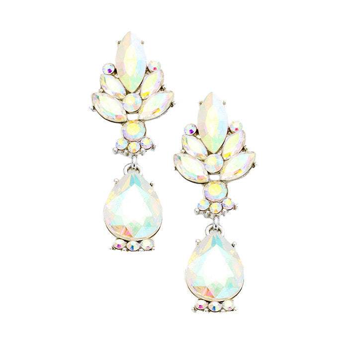 Marquise Glass Crystal Teardrop Dangle Evening Earrings - Madeline Love - Flyclothing LLC