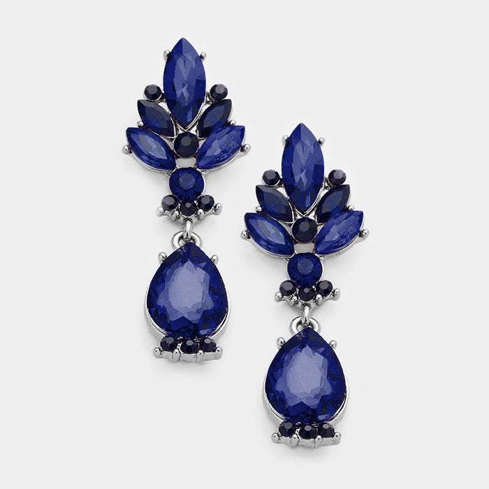 Marquise Glass Crystal Teardrop Dangle Evening Earrings - Madeline Love - Flyclothing LLC