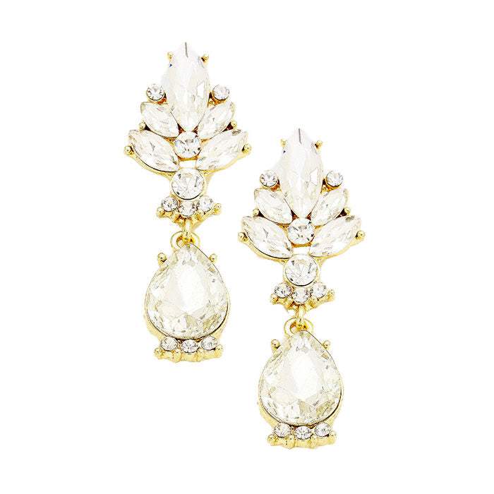 Marquise Glass Crystal Teardrop Dangle Evening Earrings - Madeline Love - Flyclothing LLC