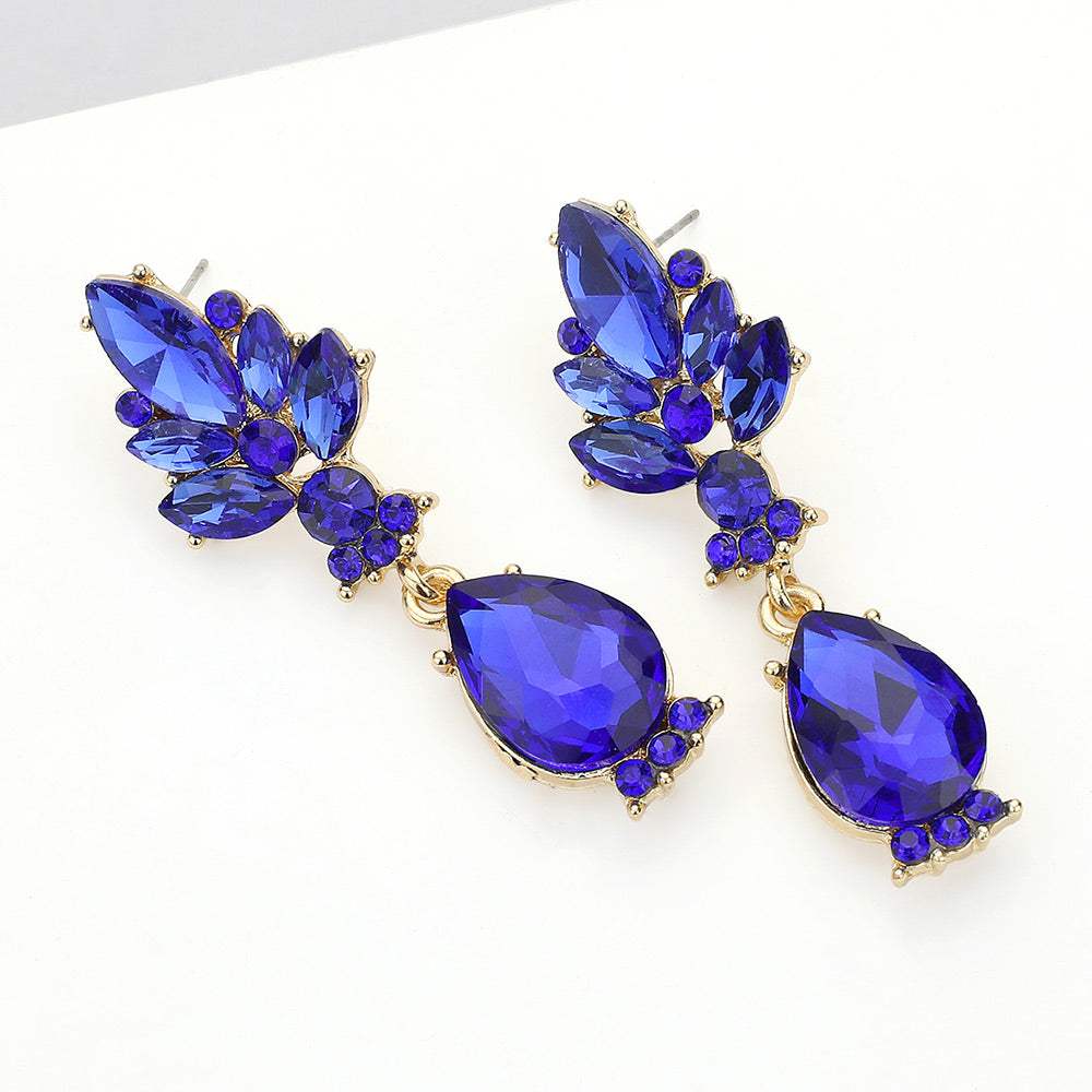 Marquise Glass Crystal Teardrop Dangle Evening Earrings - Madeline Love - Flyclothing LLC