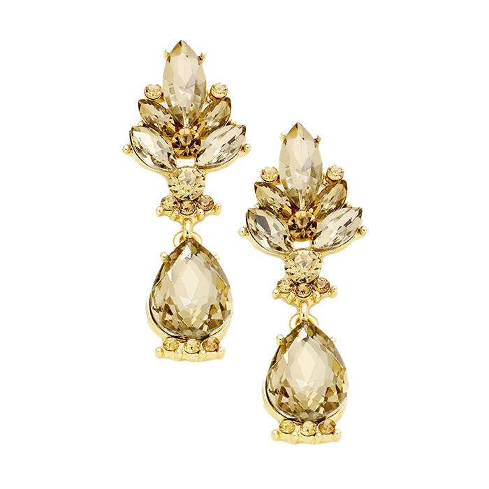 Marquise Glass Crystal Teardrop Dangle Evening Earrings - Madeline Love - Flyclothing LLC