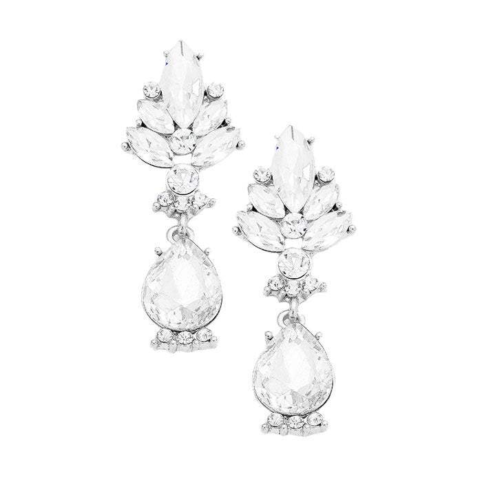Marquise Glass Crystal Teardrop Dangle Evening Earrings - Madeline Love - Flyclothing LLC