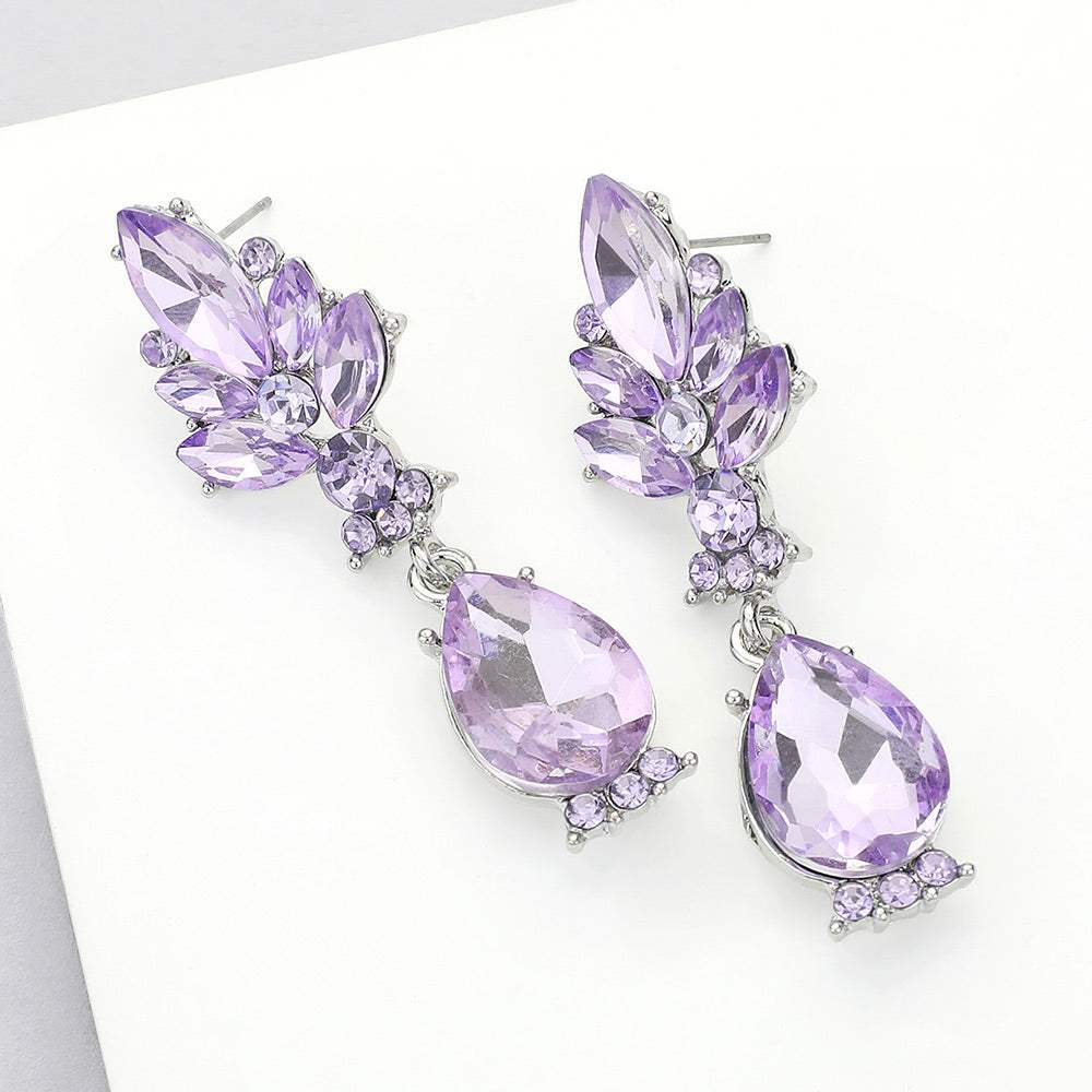 Marquise Glass Crystal Teardrop Dangle Evening Earrings - Madeline Love - Flyclothing LLC