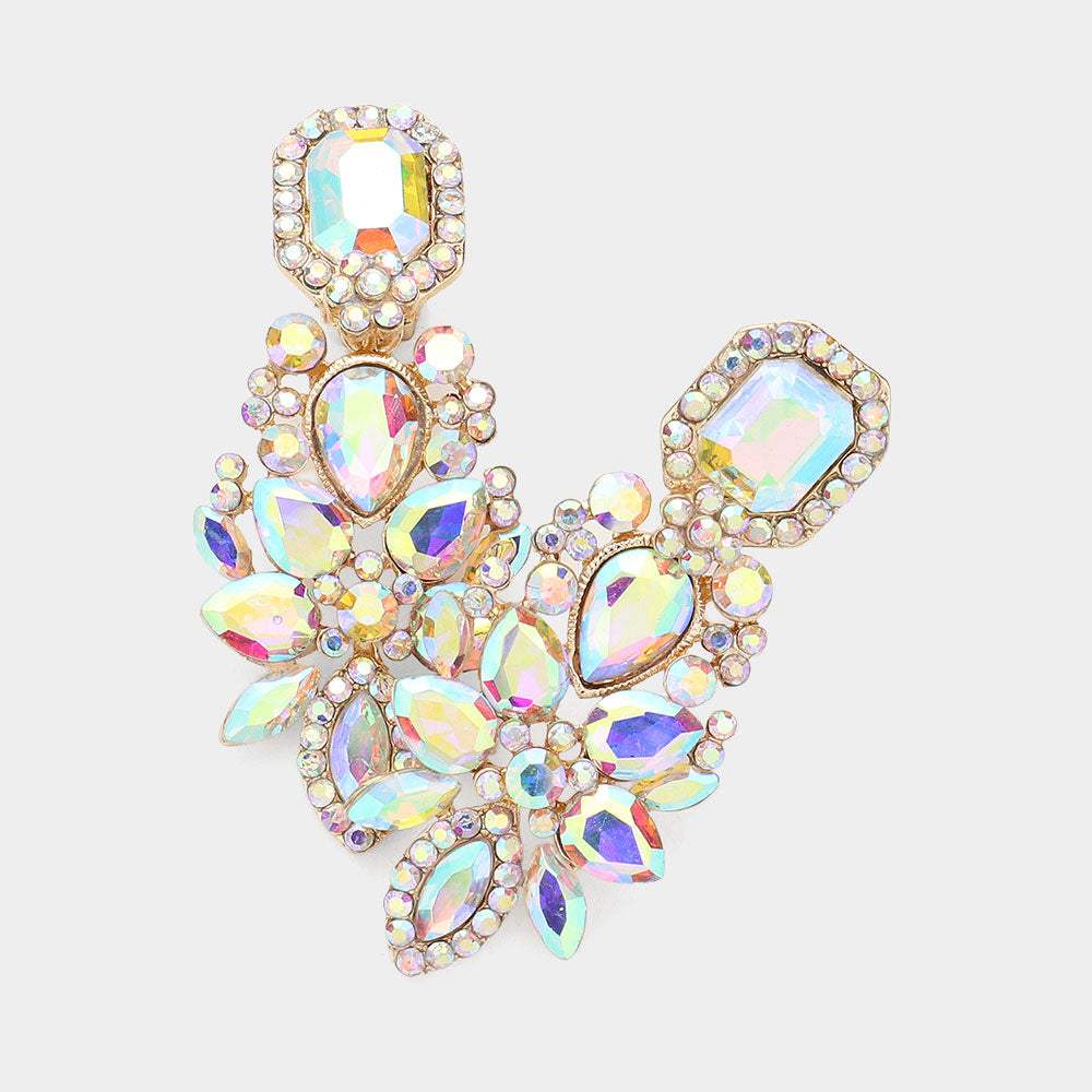 Marquise Square Stone Pointed Evening Clip On Earrings - Madeline Love - Flyclothing LLC