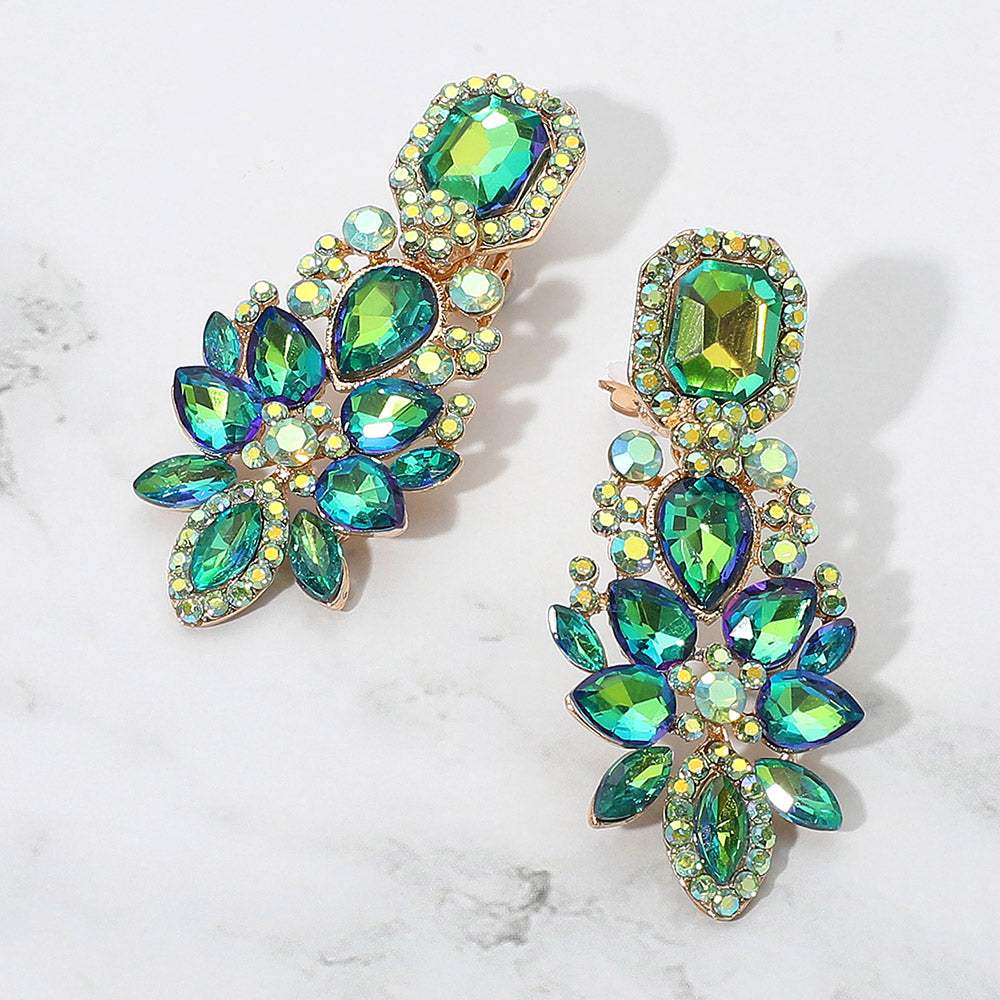 Marquise Square Stone Pointed Evening Clip On Earrings - Madeline Love - Flyclothing LLC