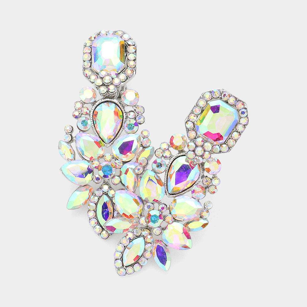 Marquise Square Stone Pointed Evening Clip On Earrings - Madeline Love - Flyclothing LLC