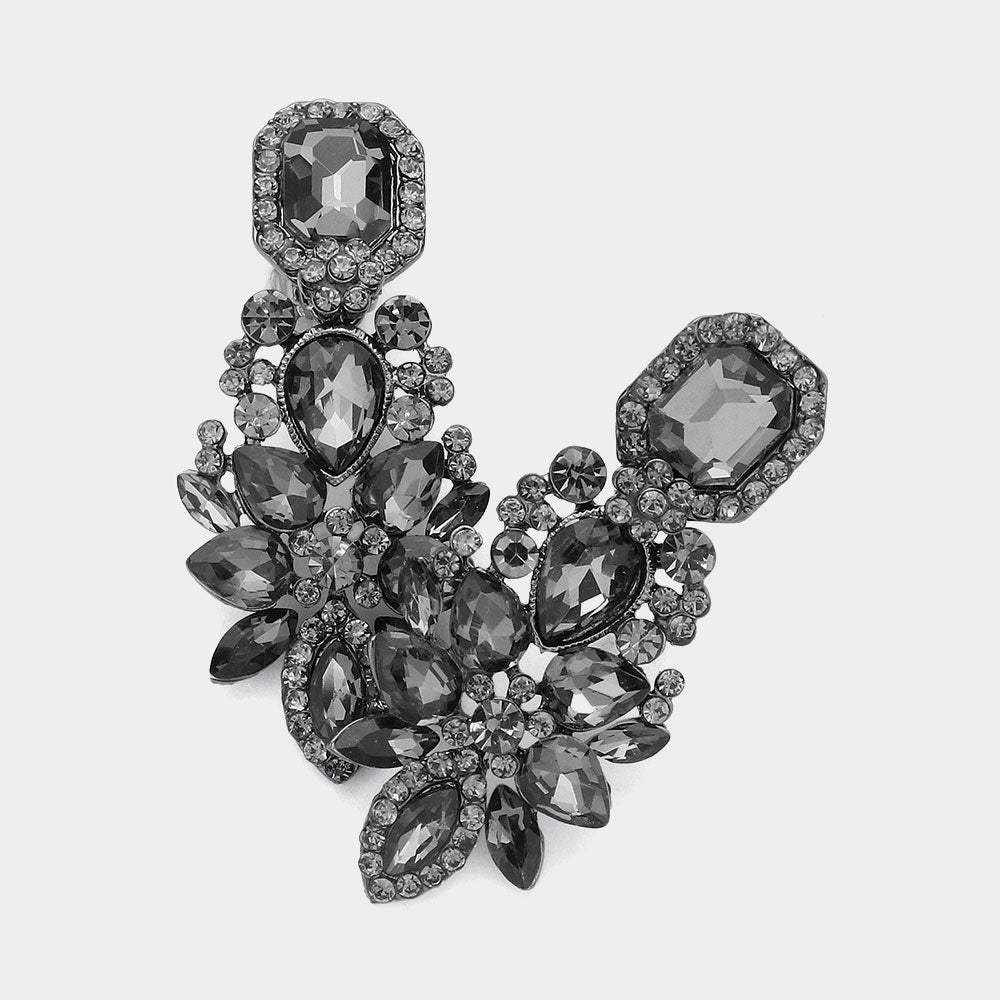 Marquise Square Stone Pointed Evening Clip On Earrings - Madeline Love - Flyclothing LLC