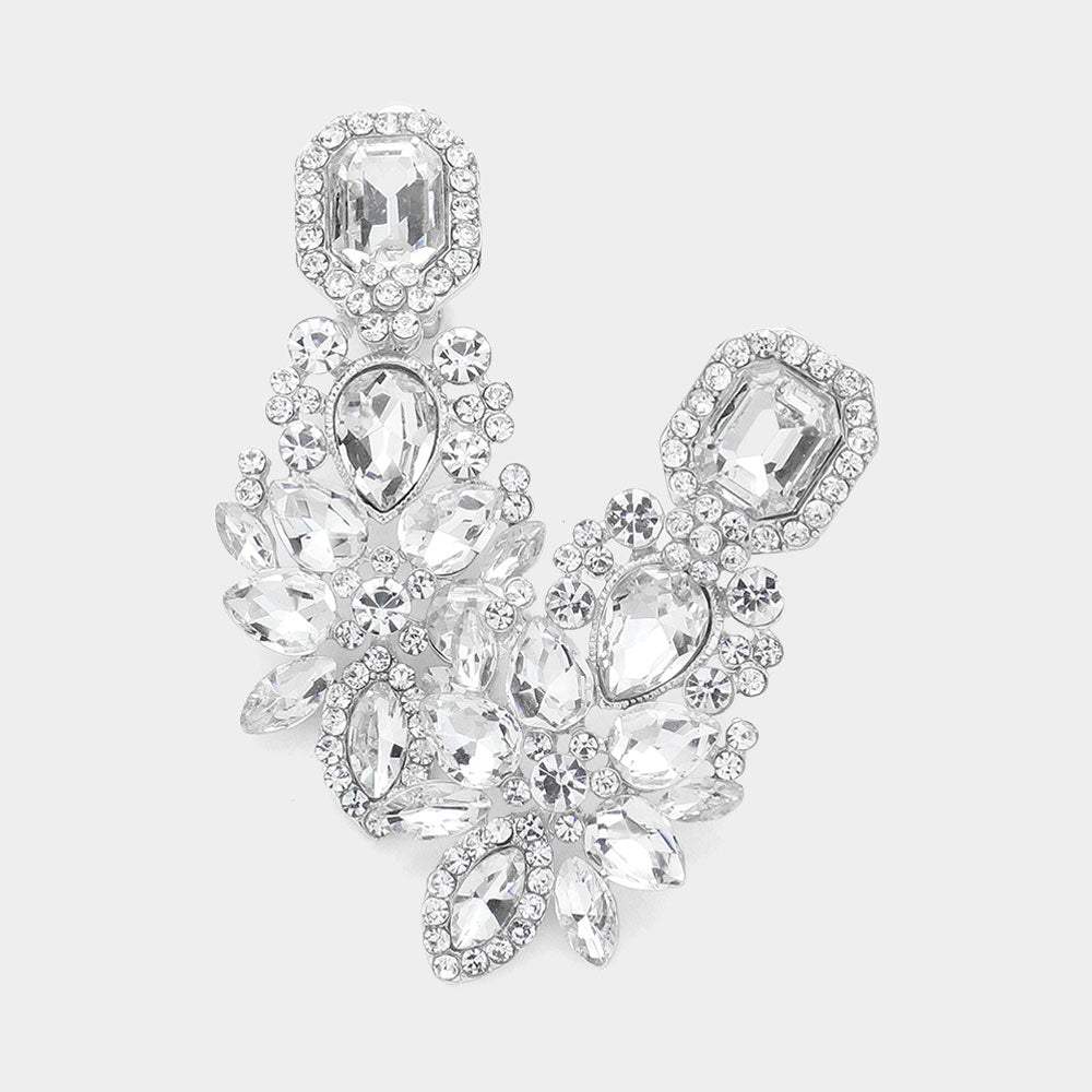 Marquise Square Stone Pointed Evening Clip On Earrings - Madeline Love - Flyclothing LLC