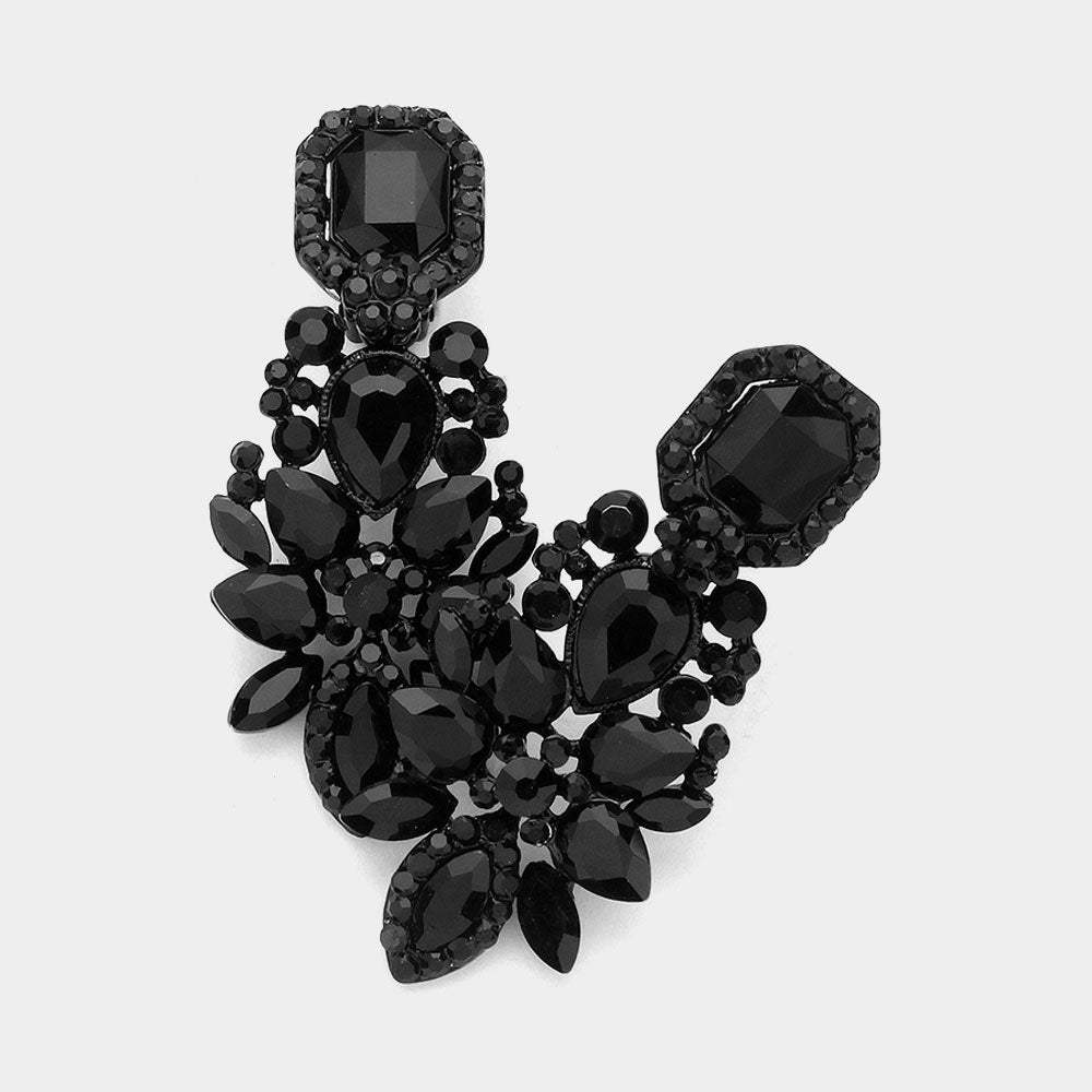 Marquise Square Stone Pointed Evening Clip On Earrings - Madeline Love - Flyclothing LLC