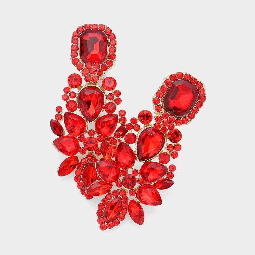 Marquise Square Stone Pointed Evening Clip On Earrings - Madeline Love - Flyclothing LLC