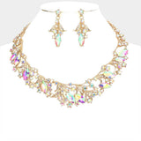 Marquise Stone Accented Leaf Evening Necklace - Madeline Love - Flyclothing LLC