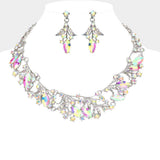 Marquise Stone Accented Leaf Evening Necklace - Madeline Love - Flyclothing LLC