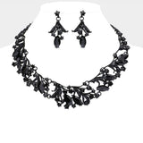 Marquise Stone Accented Leaf Evening Necklace - Madeline Love - Flyclothing LLC