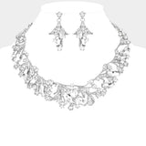 Marquise Stone Accented Leaf Evening Necklace - Madeline Love - Flyclothing LLC