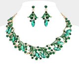 Marquise Stone Accented Leaf Evening Necklace - Madeline Love - Flyclothing LLC