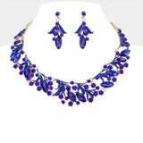 Marquise Stone Accented Leaf Evening Necklace - Madeline Love - Flyclothing LLC