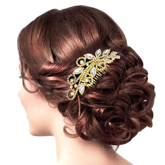 Marquise Stone Accented Wedding Bridal Rhinestone Hair Comb - Madeline Love - Flyclothing LLC
