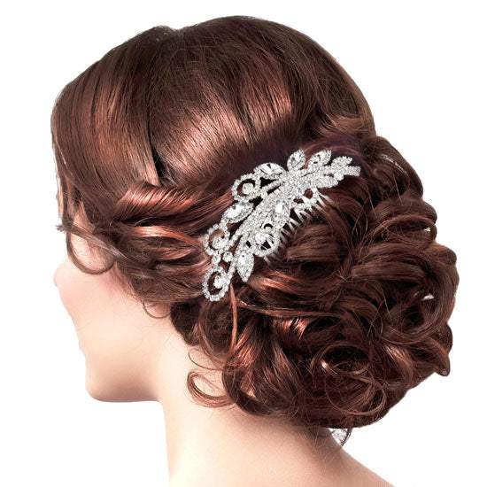 Marquise Stone Accented Wedding Bridal Rhinestone Hair Comb - Madeline Love - Flyclothing LLC