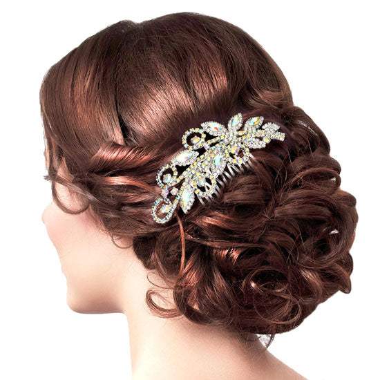 Marquise Stone Accented Wedding Bridal Rhinestone Hair Comb - Madeline Love - Flyclothing LLC